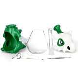 Skull Beast Silicone & Glass Water Pipe + Stir Tool | 8.75" | 14mm F | Colors Vary