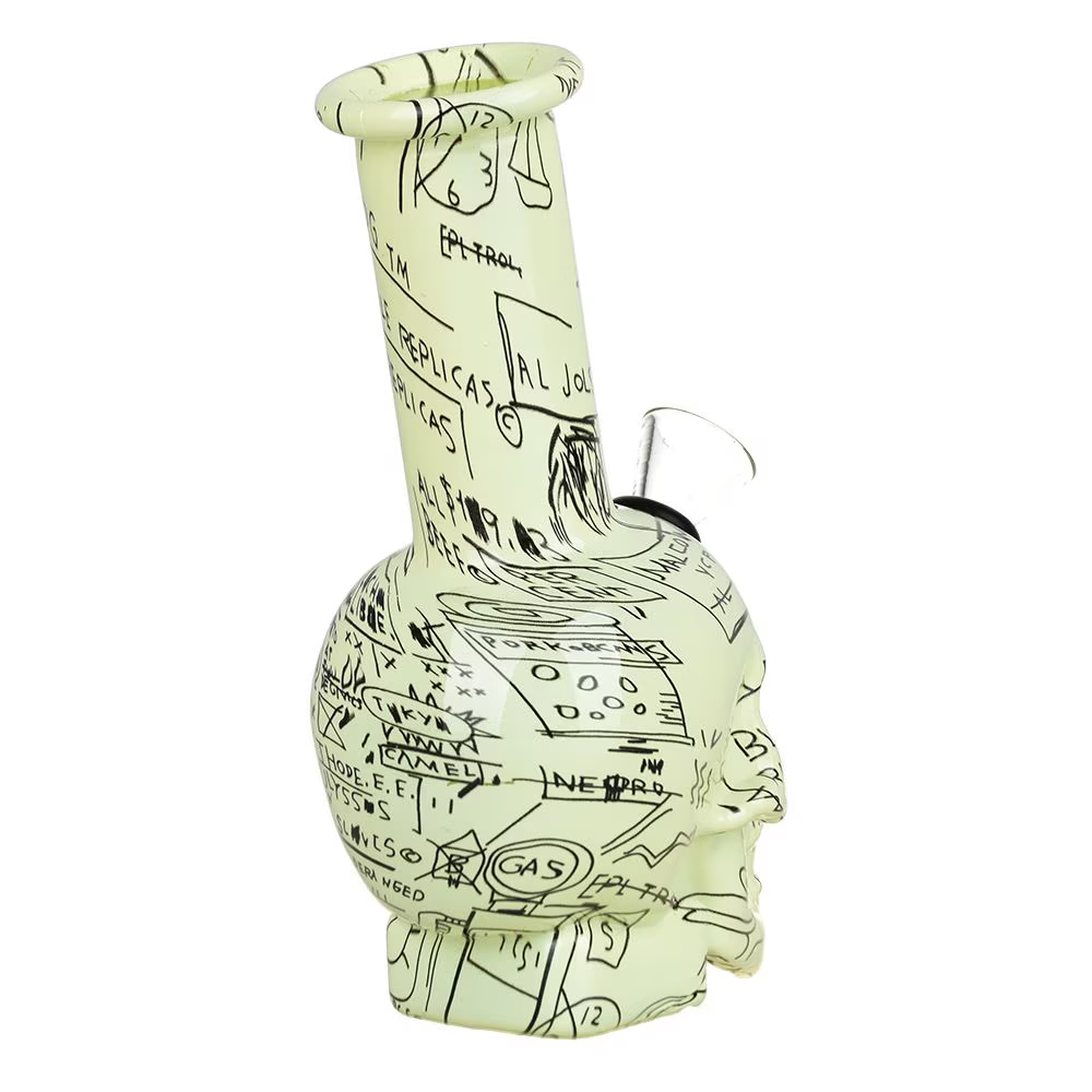 Skull Equations Mini Glass Water Pipe | 5.75" | 14mm F | Colors Vary