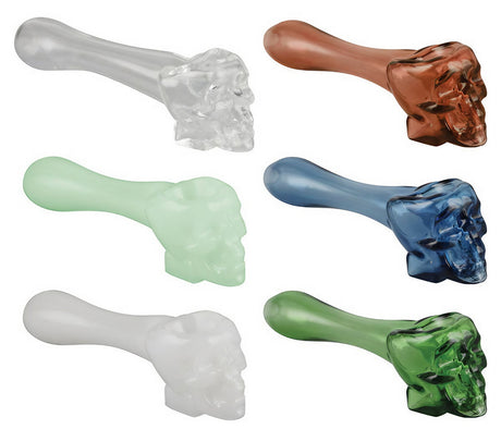 Assorted colors Skull Glass Spoon Pipes, 4" compact borosilicate, thick wall design