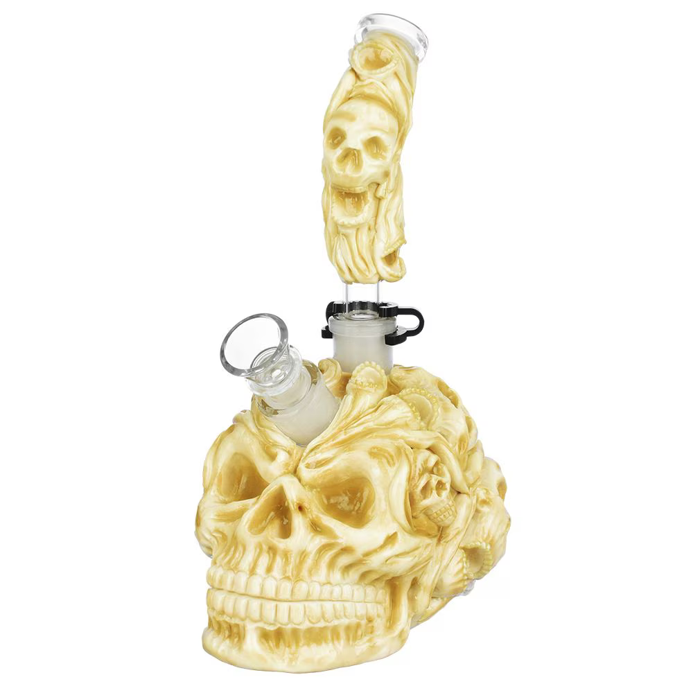 Skull Pile Sugar Skull Glass Water Pipe | 9.5" | 19mm F