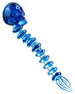 Blue Skull Spine Dabber by Valiant Distribution, glass dab tool with skull detail, portable 4.5" size
