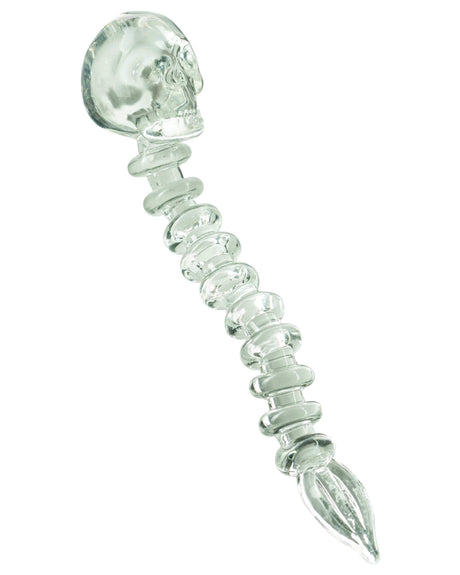 Clear Glass Skull Spine Dabber for Dab Rigs, 4.5" Novelty Gift - Side View