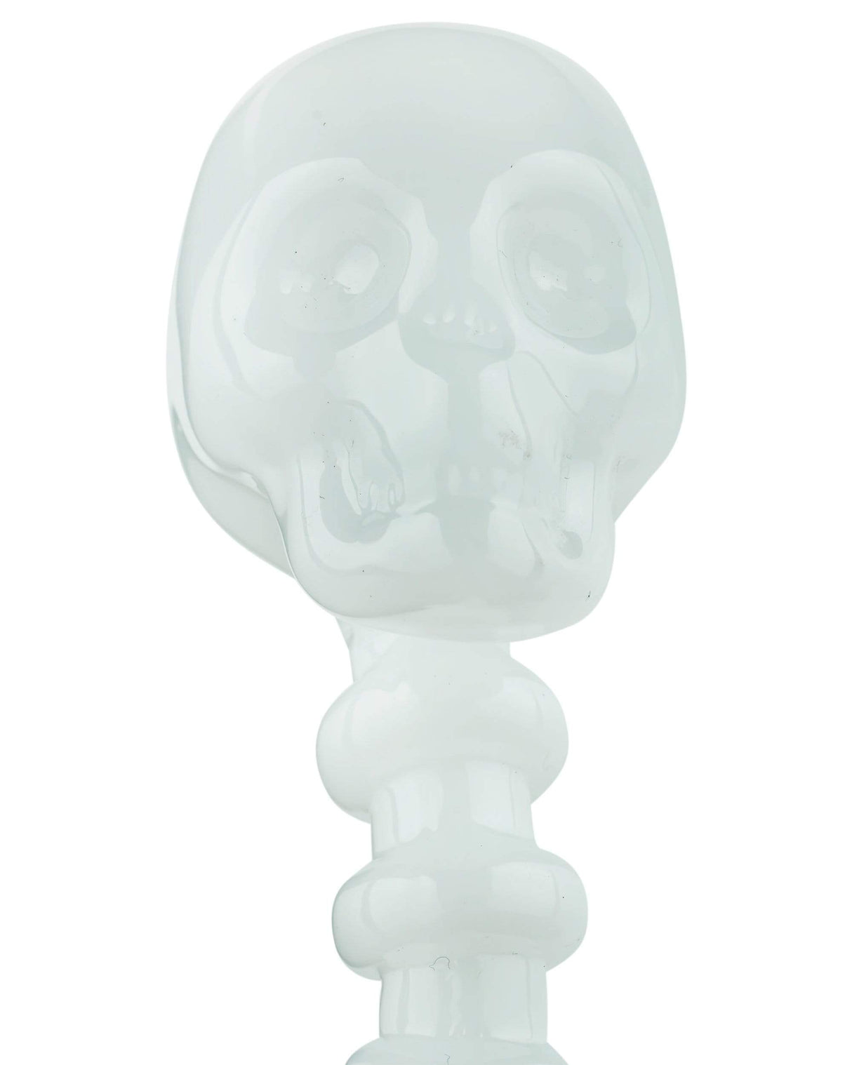 Valiant Distribution Skull Spine Dabber in Clear Glass - Front View - 4.5" Novelty Gift
