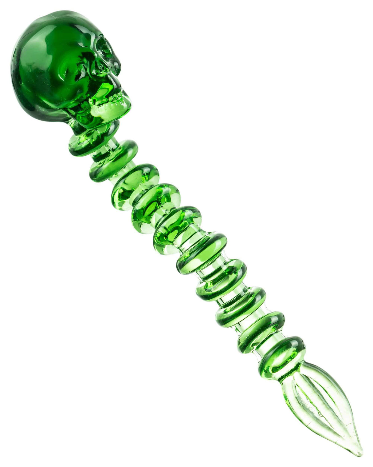 Valiant Distribution Skull Spine Dabber in Green - 4.5" Glass Tool for Dab Rigs, Novelty Design
