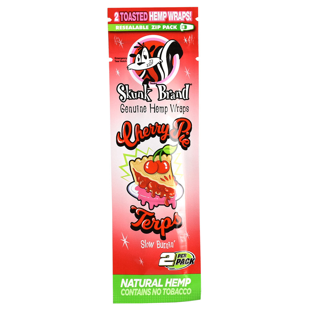 Skunk Brand Terp Hemp Wraps Cherry Pie Flavor, 25 Pack, Front View on White Background
