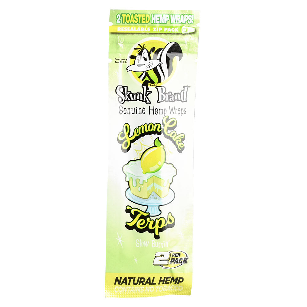 Skunk Brand Terp Hemp Wraps Lemon Cake Flavor 25 Pack, front view on white background