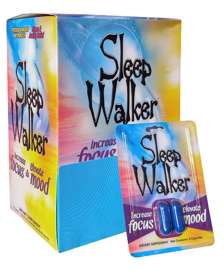 Red Dawn Sleep Walker Pills 24 Pack for focus and mood enhancement, front view with single pack
