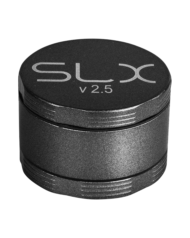 SLX Ceramic Coated 2.5" Medium Grinder in Black, 4-Part Design, Portable and Compact