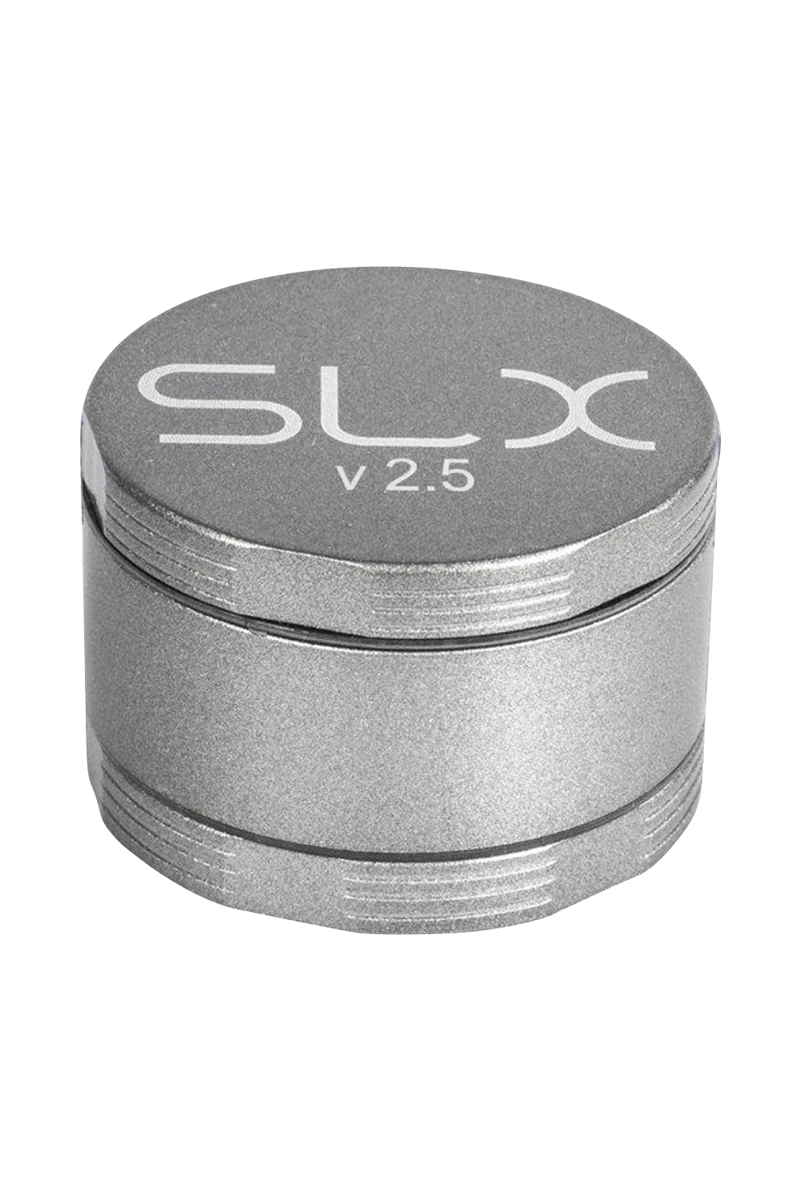 SLX Ceramic Coated 2.5" Medium Grinder in Silver, 4-Part Design, Portable for Dry Herbs