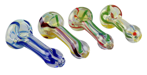 Assorted 2.75" Inside Out Borosilicate Glass Hand Pipes, Portable Design with Heavy Wall