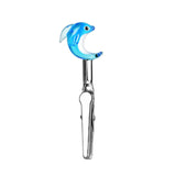 Borosilicate Glass Dolphin Memo Clip - Front View on White Background