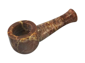 Small Natural Marble Stone Pipe, 2.5" Spoon Design, for Dry Herbs, Angled Side View