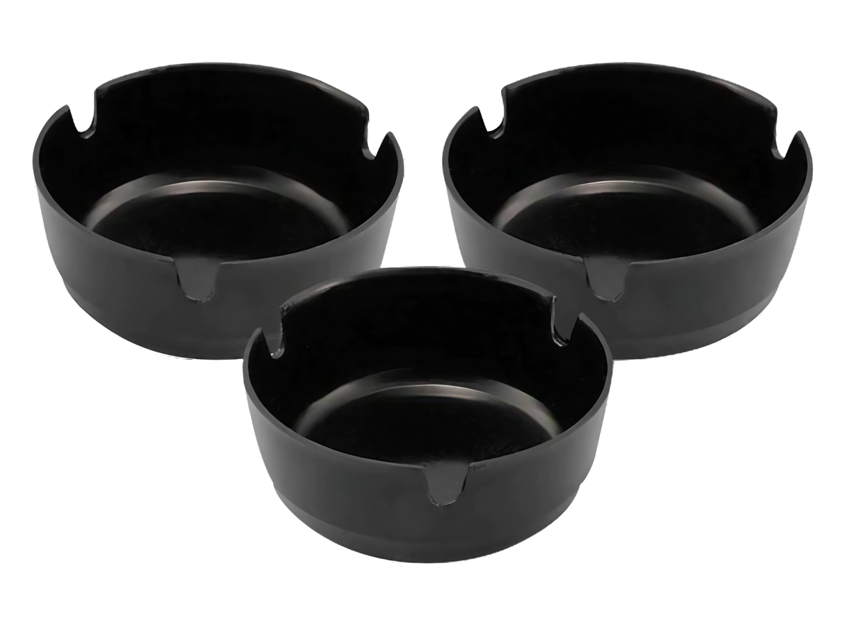 3-Pack Small Plastic Ashtrays, Portable 3" Diameter, Heavy Wall Design, Top View