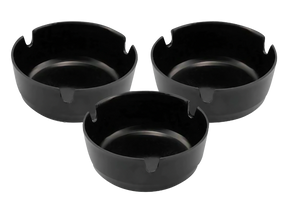 3-Pack Small Plastic Ashtrays, Portable 3" Diameter, Heavy Wall Design, Top View