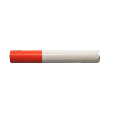 Compact metal cigarette tobacco taster, 2.25" long, designed for dry herbs, front view on white background