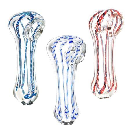 Small Striped Borosilicate Glass Spoon Pipes in Blue and Red Options