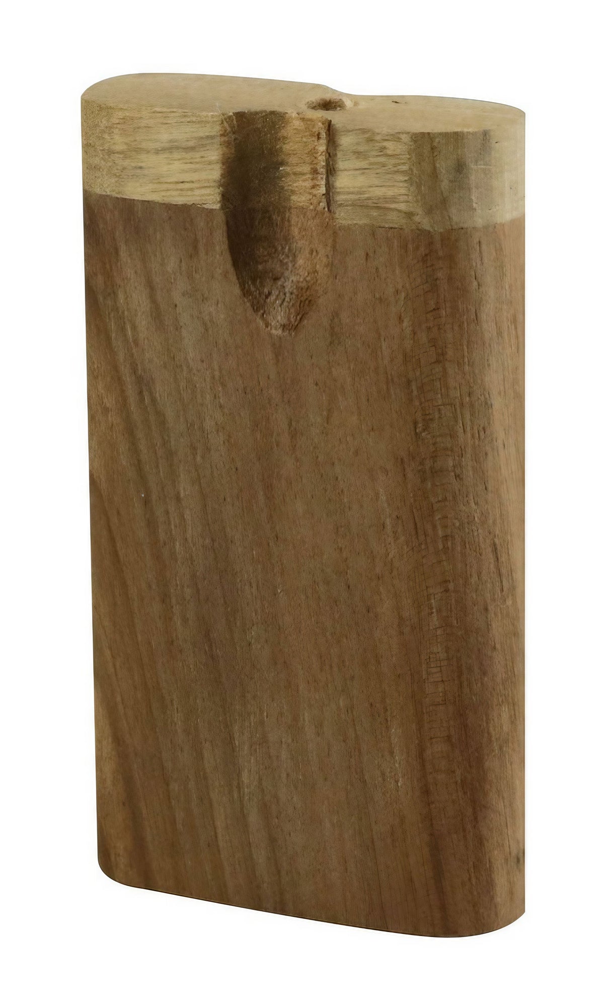 Compact 3" Small Walnut Smoke Stopper Hand Pipe, Portable Chillum Design, Front View