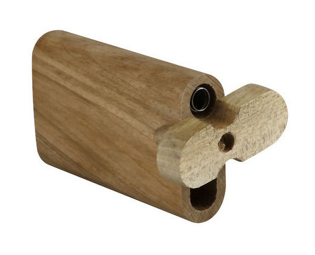 Compact Walnut and Aluminum Smoke Stopper Hand Pipe for Dry Herbs, 3" Size, Side View