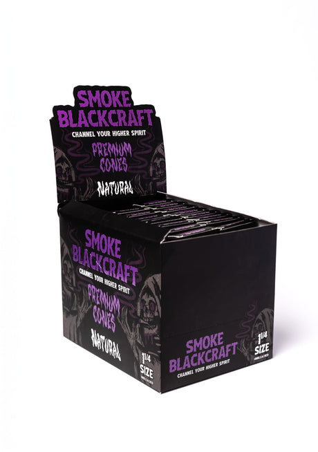 Smoke BlackCraft Extrax Cones Display Box, 1 1/4" Size, 24pc, for Dry Herbs, Front View