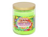 Hippie Love Smoke Odor Exterminator Candle, 13oz, vibrant green jar front view