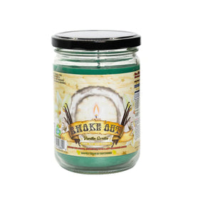 Smoke Out Candles Vanilla Gorilla scented candle in glass jar, front view on white background