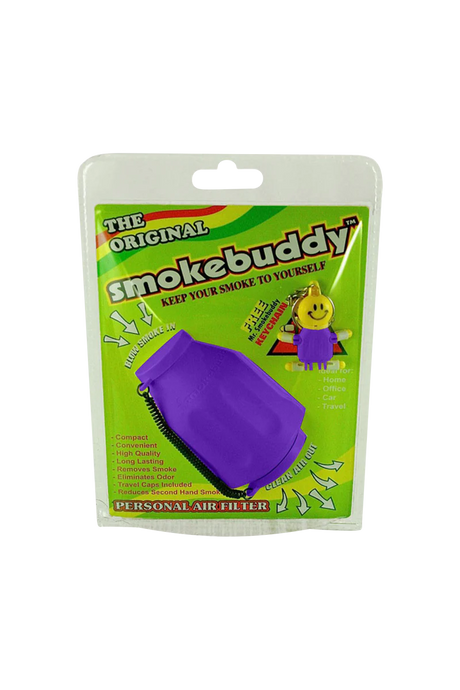 Smokebuddy Original Personal Air Filter in Purple, Compact Odor Eliminator, Front Packaging View