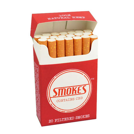 Smokes Hemp Cigarettes 10-Pack, Organic CBD Flower, King Size, USA Made, Front View