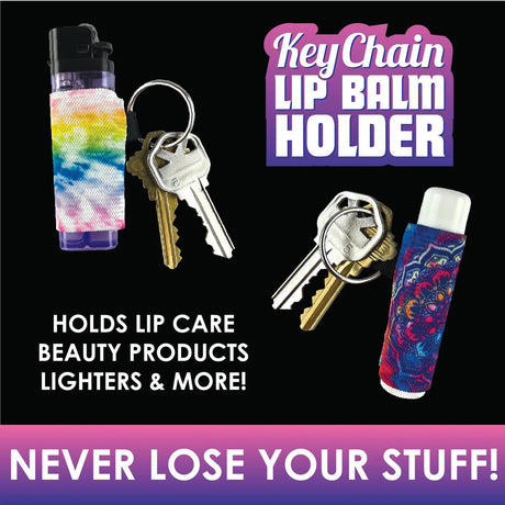 Smokezilla Keychain Lighter/Lip Balm Holders in Assorted Colors, 12pc Display with Keys