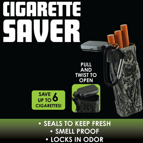 Smokezilla Mythical Cigarette Saver Case in gray, portable design, holds 6 cigarettes, front view