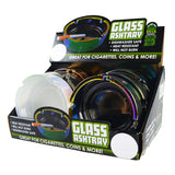 Smokezilla Oil Slick Glass Ashtrays 6-Pack, Assorted Colors, Compact Design, displayed in box