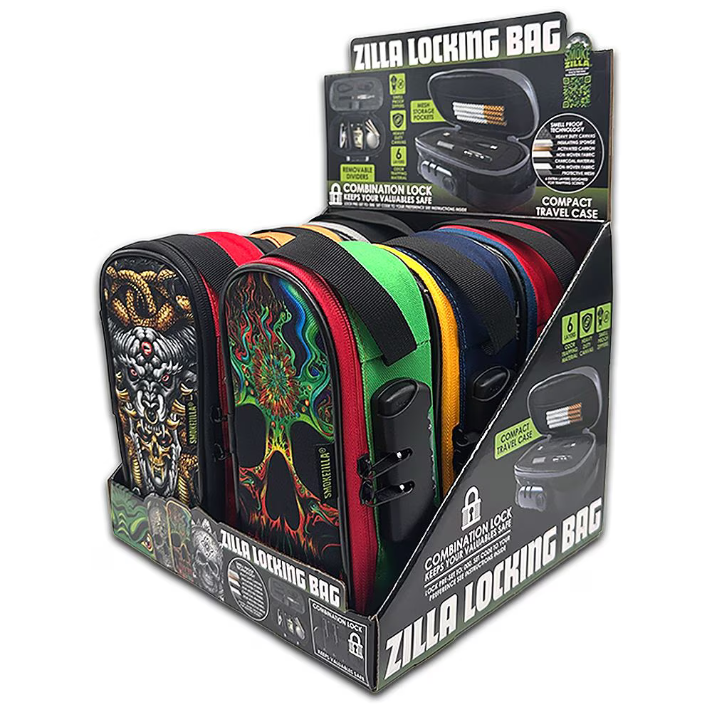 Smokezilla Smell Proof Locking Tool Organizer Bag | 4.25"x8.25" | Assorted Designs | 6ct Display