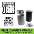 Smokezilla aluminum smell-proof storage jars, 4 pack in assorted colors, portable and airtight
