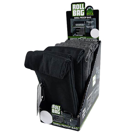 Smokezilla Smell Proof Zipper Roll Bags 6 Pack in Assorted Colors on Display