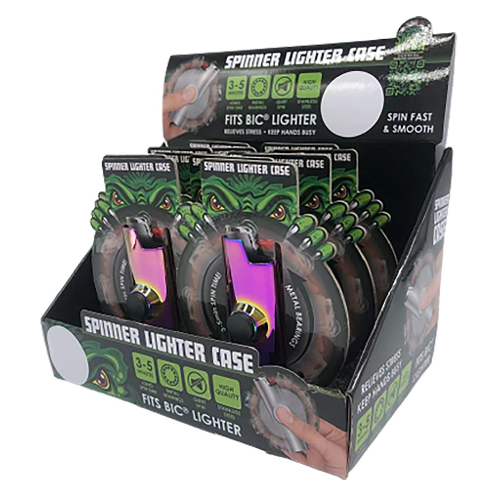 Smokezilla Spinner Lighter Cases in assorted colors on display, compact and portable design