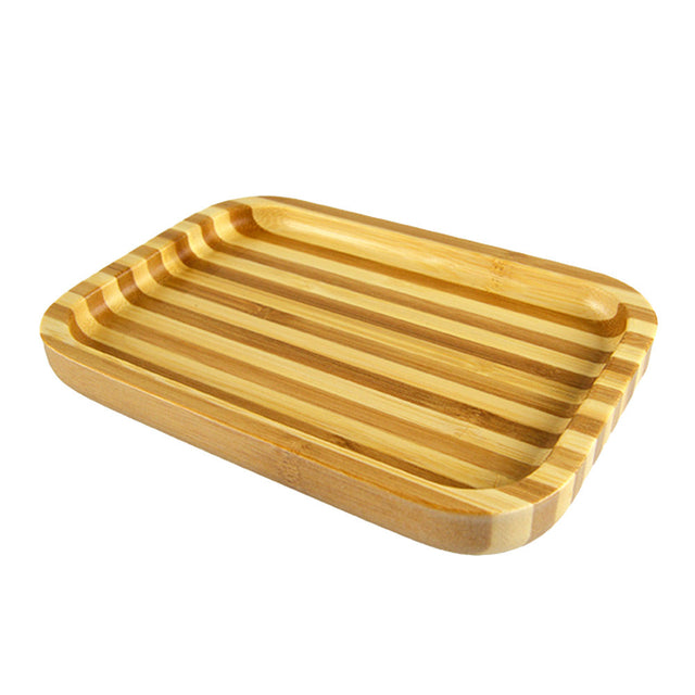 Smokezilla Two Tone Bamboo Rolling Tray, Compact 7" x 5" Size, Overhead View on White Background