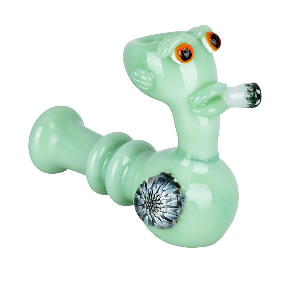 Smoking Alien Glass Hand Pipe | 5"