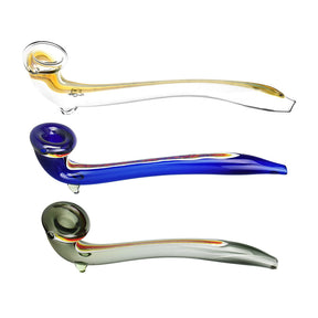 Smoking Sorcerer's Glass Hand Pipes in assorted colors with large bowl, side view on white