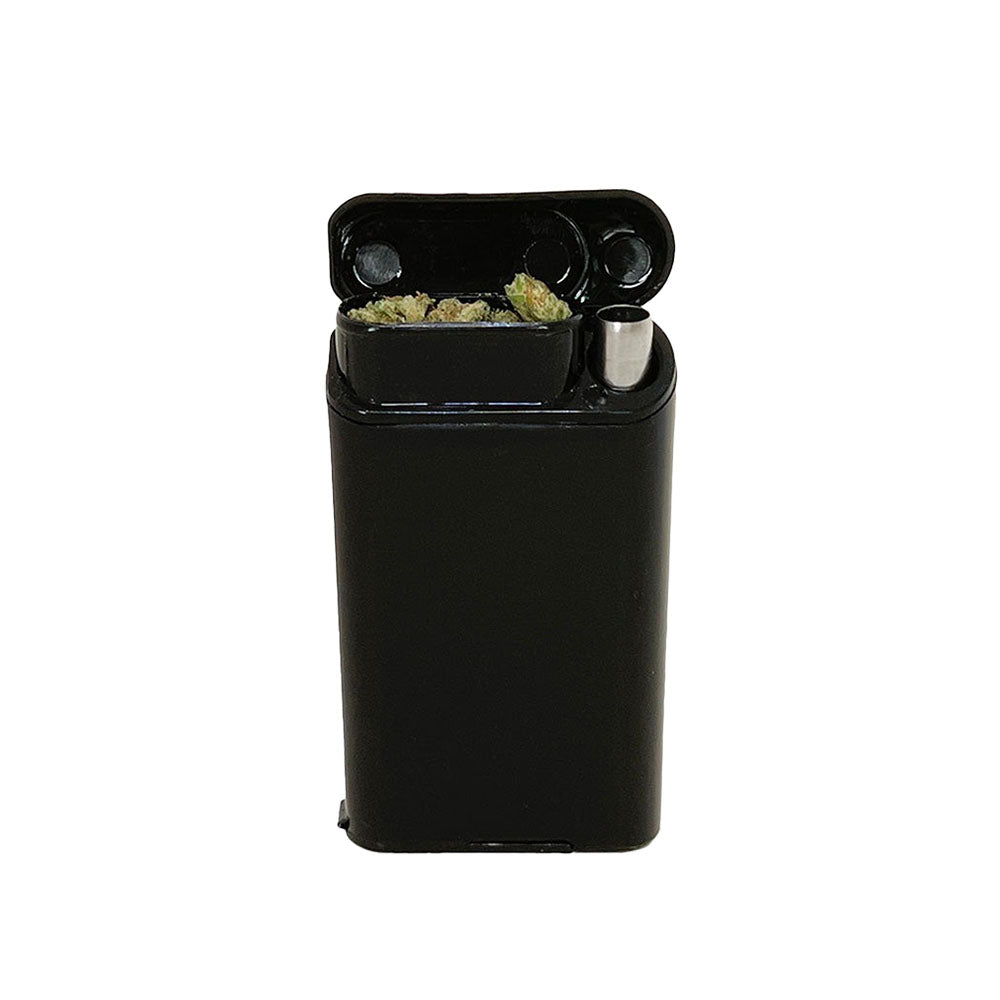 Smosi Evolution One Hitter Dugout in Black, Front View with Open Lid, Portable and Compact