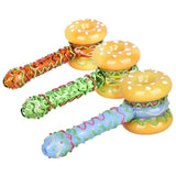 Snack Attack Cheeseburger Hand Pipes, 5.75", Novelty Burger Design with Colorful Accents