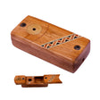 Sneaky Tokes Stash 'N Go Wood Pipe, compact design, brown with inlay, closed and open views
