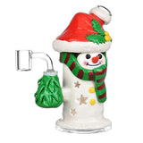 Snowman Glass Dab Rig by Snowman Glassworks with UV Reactive Colors, 6.75" - Front View