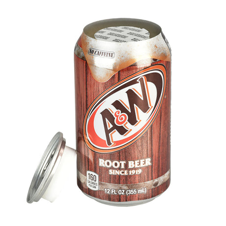 A&W Root Beer Soda Can Diversion Safe, 12oz - Front View with Open Top