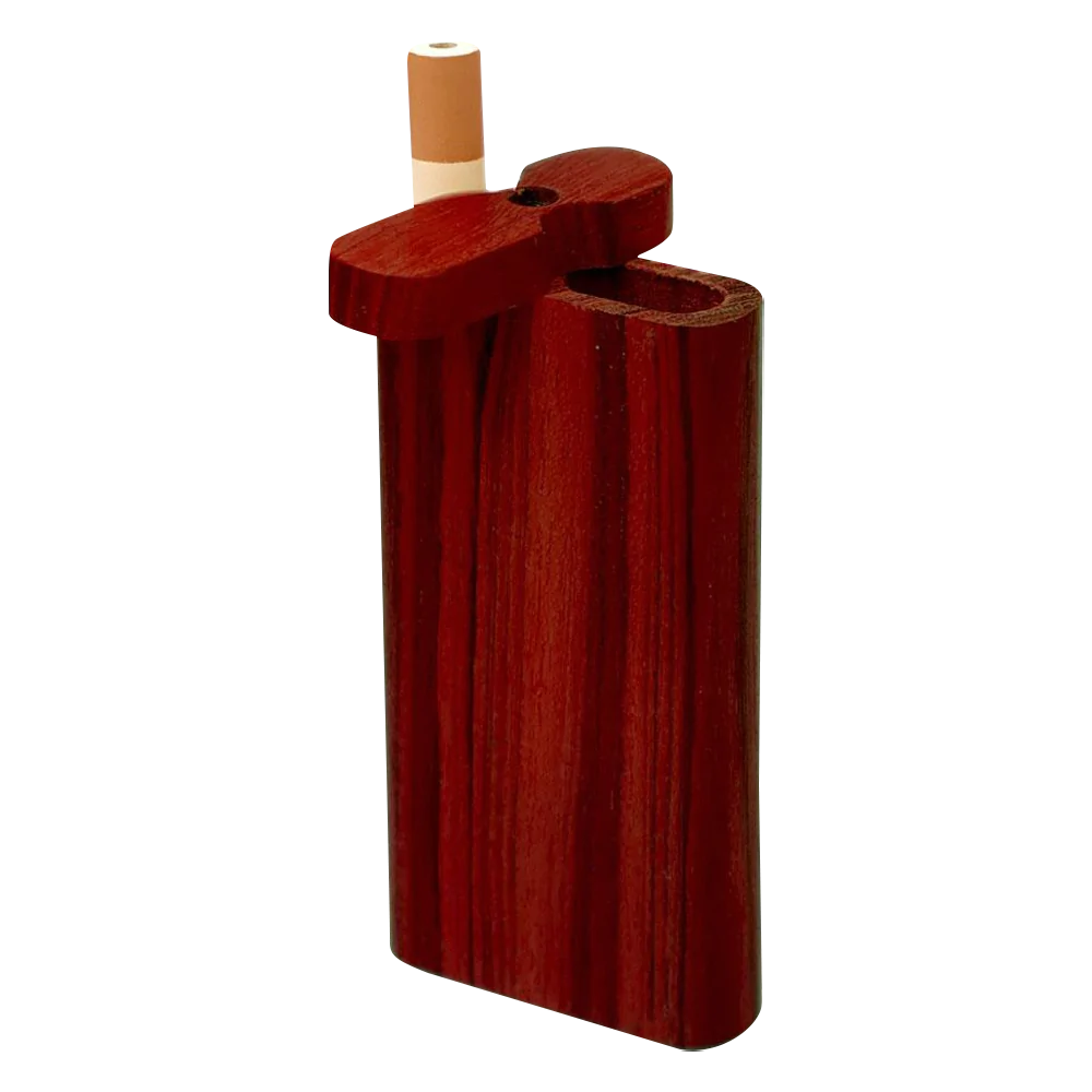 Large Solid Dark Wood Dugout with Chillum - Front View on White Background