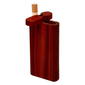 Large Solid Dark Wood Dugout with Chillum - Front View on White Background