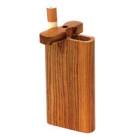 Solid Light Wood Dugout with Chillum - Portable Design for Dry Herbs, Front View