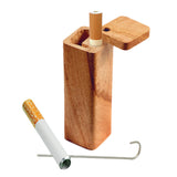 Solid Square Wood Dugout with Poker and One Hitter Pipe, Front View on White Background