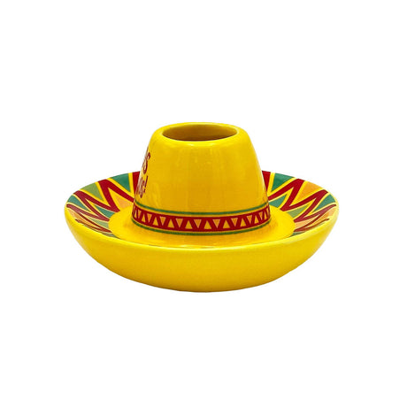 Colorful Sombrero Ceramic Shot Glass - 2oz, Fun Novelty Design, Front View on White Background