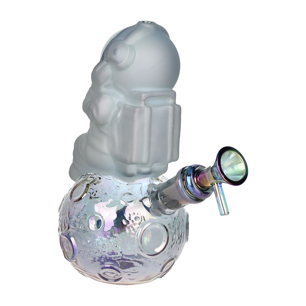 Space Man On The Moon Glass Water Pipe | 6.75" | 14mm F | Colors Vary