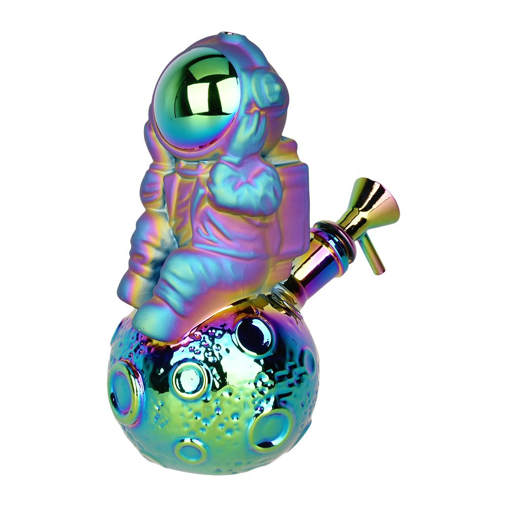 Space Man On The Moon Glass Water Pipe | 6.75" | 14mm F | Colors Vary