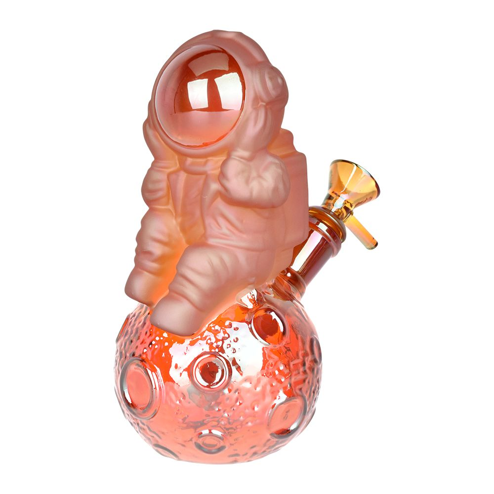 Space Man On The Moon Glass Water Pipe | 6.75" | 14mm F | Colors Vary